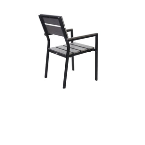 Seaside Collection Outdoor/Indoor Stacking Aluminum Armchair with Gray Synthetic Teak Seat and Back