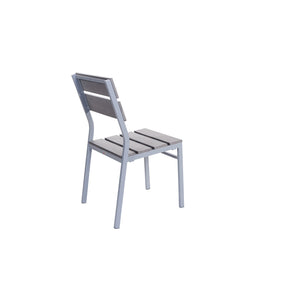 Seaside Collection Outdoor/Indoor Stacking Aluminum Side Chair with Gray Synthetic Teak Seat and Back