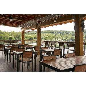 Largo Collection Outdoor/Indoor Stacking Aluminum Side Chair with Synthetic Teak Slats