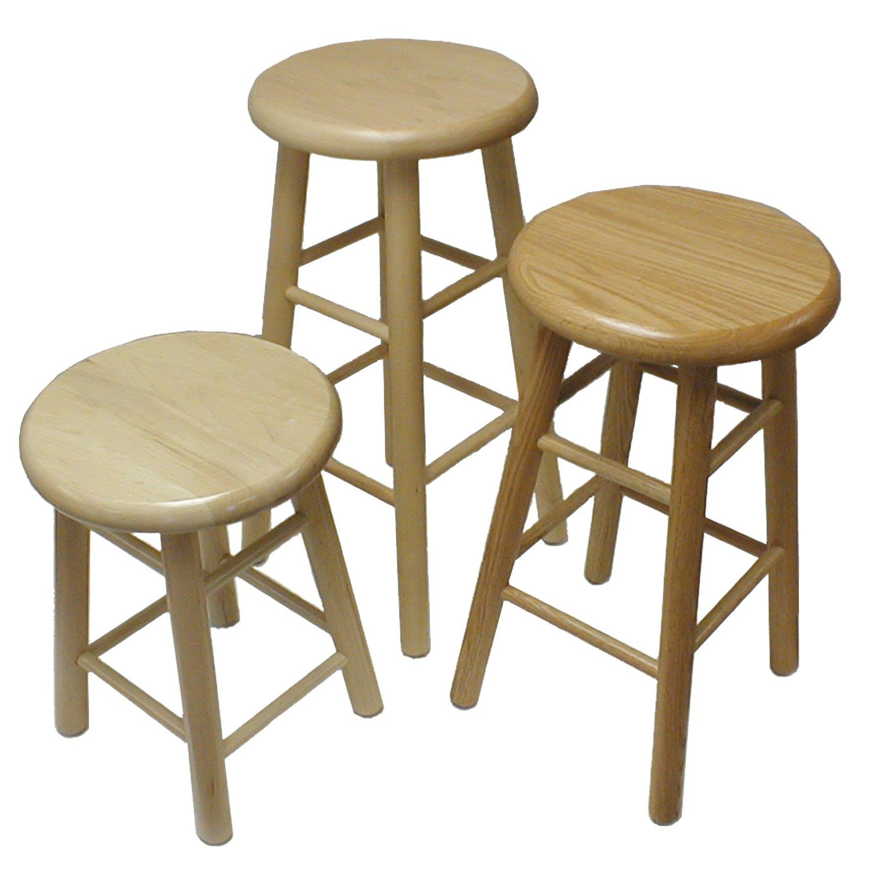 Solid Wood Stool, 24" High