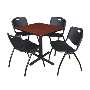Cain Square Breakroom Table and Chair Package, Cain 30" Square X-Base Breakroom Table with 4 "M" Stack Chairs