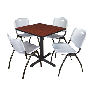 Cain Square Breakroom Table and Chair Package, Cain 30" Square X-Base Breakroom Table with 4 "M" Stack Chairs