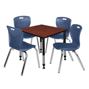 Kee Classroom Table and Chair Package, Kee 30" Square Adjustable Height Table with 4 Andy 18" Stack Chairs