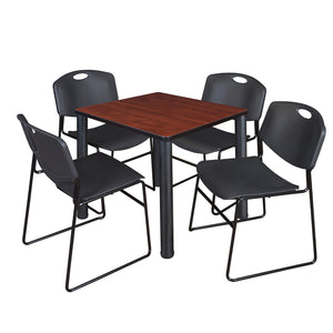 Kee Square Breakroom Table and Chair Package, Kee 30" Square Post-Leg Breakroom Table with 4 Zeng Stack Chairs
