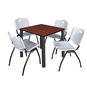 Kee Square Breakroom Table and Chair Package, Kee 30" Square Post-Leg Breakroom Table with 4 M Stack Chairs