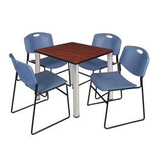 Kee Square Breakroom Table and Chair Package, Kee 30" Square Post-Leg Breakroom Table with 4 Zeng Stack Chairs
