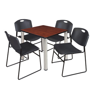 Kee Square Breakroom Table and Chair Package, Kee 30" Square Post-Leg Breakroom Table with 4 Zeng Stack Chairs