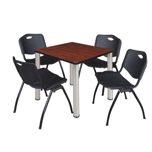 Kee Square Breakroom Table and Chair Package, Kee 30" Square Post-Leg Breakroom Table with 4 M Stack Chairs