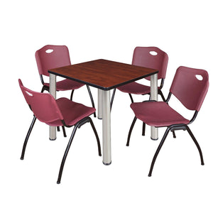 Kee Square Breakroom Table and Chair Package, Kee 30" Square Post-Leg Breakroom Table with 4 M Stack Chairs