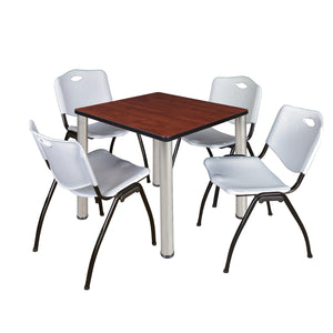 Kee Square Breakroom Table and Chair Package, Kee 30" Square Post-Leg Breakroom Table with 4 M Stack Chairs