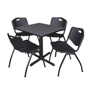 Cain Square Breakroom Table and Chair Package, Cain 30" Square X-Base Breakroom Table with 4 "M" Stack Chairs