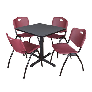 Cain Square Breakroom Table and Chair Package, Cain 30" Square X-Base Breakroom Table with 4 "M" Stack Chairs