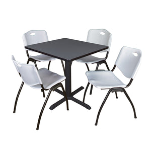 Cain Square Breakroom Table and Chair Package, Cain 30" Square X-Base Breakroom Table with 4 "M" Stack Chairs