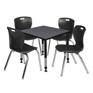 Kee Classroom Table and Chair Package, Kee 30" Square Adjustable Height Table with 4 Andy 18" Stack Chairs