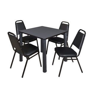 Kee Square Breakroom Table and Chair Package, Kee 30" Square Post-Leg Breakroom Table with 4 Restaurant Stack Chairs