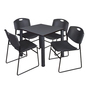 Kee Square Breakroom Table and Chair Package, Kee 30" Square Post-Leg Breakroom Table with 4 Zeng Stack Chairs