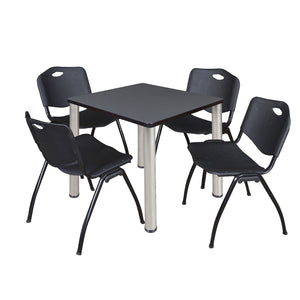 Kee Square Breakroom Table and Chair Package, Kee 30" Square Post-Leg Breakroom Table with 4 M Stack Chairs