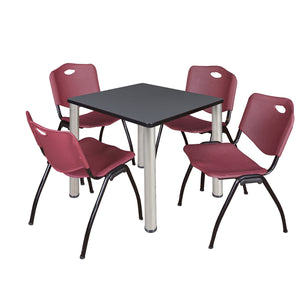 Kee Square Breakroom Table and Chair Package, Kee 30" Square Post-Leg Breakroom Table with 4 M Stack Chairs