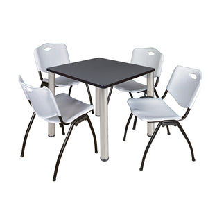Kee Square Breakroom Table and Chair Package, Kee 30" Square Post-Leg Breakroom Table with 4 M Stack Chairs