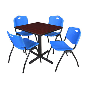 Cain Square Breakroom Table and Chair Package, Cain 30" Square X-Base Breakroom Table with 4 "M" Stack Chairs