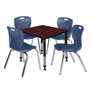 Kee Classroom Table and Chair Package, Kee 30" Square Adjustable Height Table with 4 Andy 18" Stack Chairs