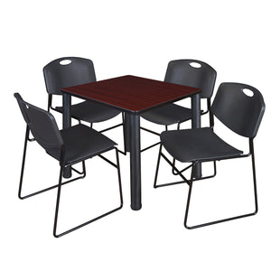 Kee Square Breakroom Table and Chair Package, Kee 30" Square Post-Leg Breakroom Table with 4 Zeng Stack Chairs