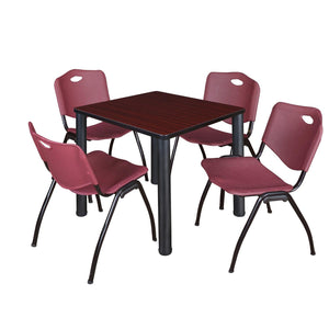 Kee Square Breakroom Table and Chair Package, Kee 30" Square Post-Leg Breakroom Table with 4 M Stack Chairs