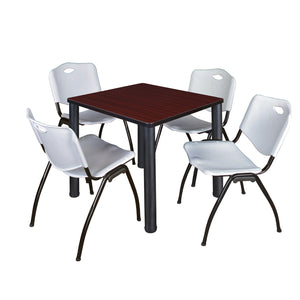 Kee Square Breakroom Table and Chair Package, Kee 30" Square Post-Leg Breakroom Table with 4 M Stack Chairs
