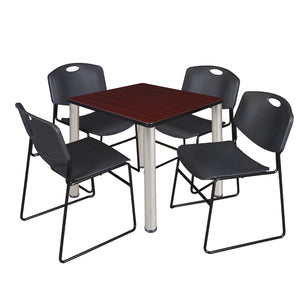 Kee Square Breakroom Table and Chair Package, Kee 30" Square Post-Leg Breakroom Table with 4 Zeng Stack Chairs