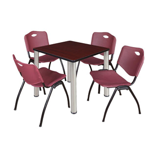 Kee Square Breakroom Table and Chair Package, Kee 30" Square Post-Leg Breakroom Table with 4 M Stack Chairs
