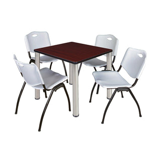Kee Square Breakroom Table and Chair Package, Kee 30" Square Post-Leg Breakroom Table with 4 M Stack Chairs
