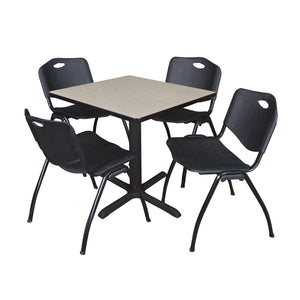 Cain Square Breakroom Table and Chair Package, Cain 30" Square X-Base Breakroom Table with 4 "M" Stack Chairs