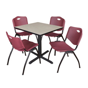 Cain Square Breakroom Table and Chair Package, Cain 30" Square X-Base Breakroom Table with 4 "M" Stack Chairs