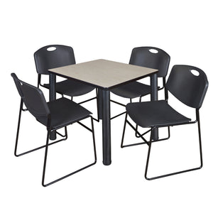 Kee Square Breakroom Table and Chair Package, Kee 30" Square Post-Leg Breakroom Table with 4 Zeng Stack Chairs