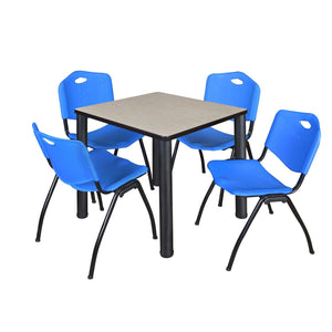 Kee Square Breakroom Table and Chair Package, Kee 30" Square Post-Leg Breakroom Table with 4 M Stack Chairs
