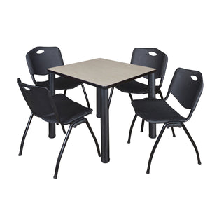 Kee Square Breakroom Table and Chair Package, Kee 30" Square Post-Leg Breakroom Table with 4 M Stack Chairs