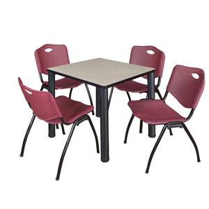 Kee Square Breakroom Table and Chair Package, Kee 30" Square Post-Leg Breakroom Table with 4 M Stack Chairs