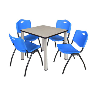 Kee Square Breakroom Table and Chair Package, Kee 30" Square Post-Leg Breakroom Table with 4 M Stack Chairs