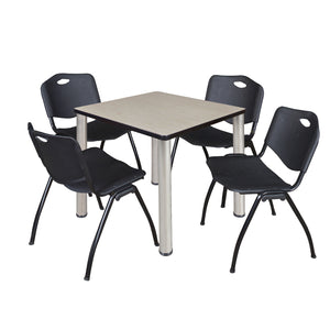 Kee Square Breakroom Table and Chair Package, Kee 30" Square Post-Leg Breakroom Table with 4 M Stack Chairs