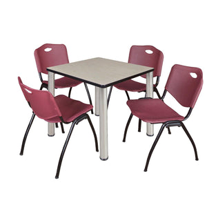 Kee Square Breakroom Table and Chair Package, Kee 30" Square Post-Leg Breakroom Table with 4 M Stack Chairs