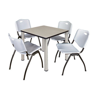 Kee Square Breakroom Table and Chair Package, Kee 30" Square Post-Leg Breakroom Table with 4 M Stack Chairs