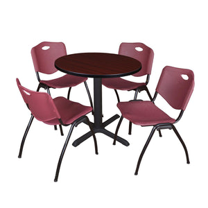 Cain Round Breakroom Table and Chair Package, Cain 30" Round X-Base Breakroom Table with 4 "M" Stack Chairs