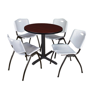 Cain Round Breakroom Table and Chair Package, Cain 30" Round X-Base Breakroom Table with 4 "M" Stack Chairs