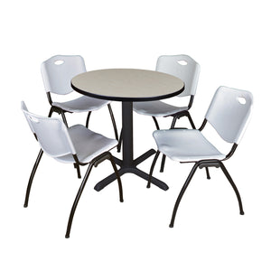 Cain Round Breakroom Table and Chair Package, Cain 30" Round X-Base Breakroom Table with 4 "M" Stack Chairs