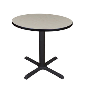 Cain 30" Round X-Base Breakroom Table, 29" Dining Height