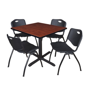 Cain Square Breakroom Table and Chair Package, Cain 36" Square X-Base Breakroom Table with 4 "M" Stack Chairs