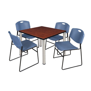 Kee Square Breakroom Table and Chair Package, Kee 36" Square Post-Leg Breakroom Table with 4 Zeng Stack Chairs