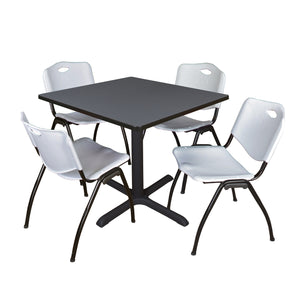 Cain Square Breakroom Table and Chair Package, Cain 36" Square X-Base Breakroom Table with 4 "M" Stack Chairs