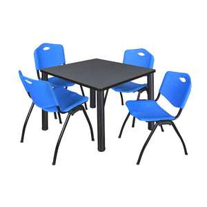Kee Square Breakroom Table and Chair Package, Kee 36" Square Post-Leg Breakroom Table with 4 M Stack Chairs