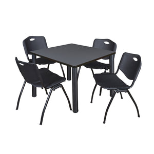Kee Square Breakroom Table and Chair Package, Kee 36" Square Post-Leg Breakroom Table with 4 M Stack Chairs